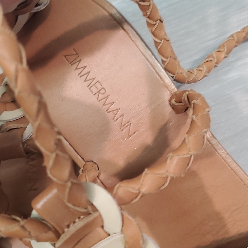 Zimmermann Womens Link Weave Tie Leather Gladiator Flats Sandals sz 36 US 5.5 - Picture 7 of 15
